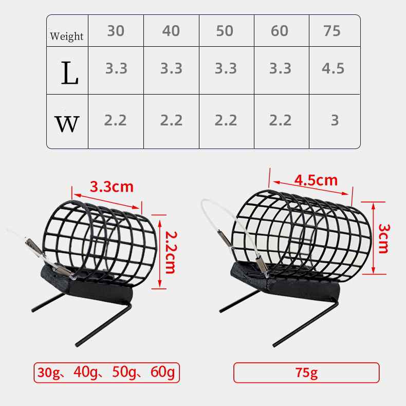 2 pc 30/40/50/60/75g feeder basket for feeder fishing in the river