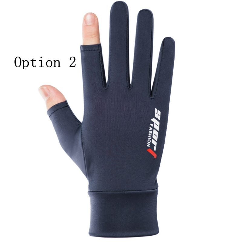 2 pairs Non-slip breathable fishing gloves ith two fingers leaking out