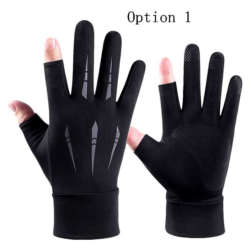 2 pairs summer thin breathable non-slip gloves with two fingers leaking out
