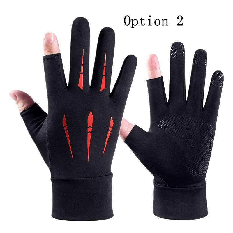 2 pairs summer thin breathable non-slip gloves with two fingers leaking out