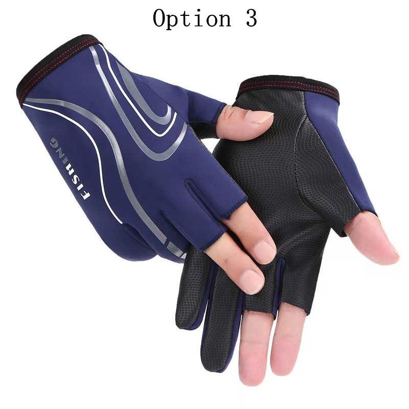 2 pairs Non-slip fishing gloves with three fingers exposed