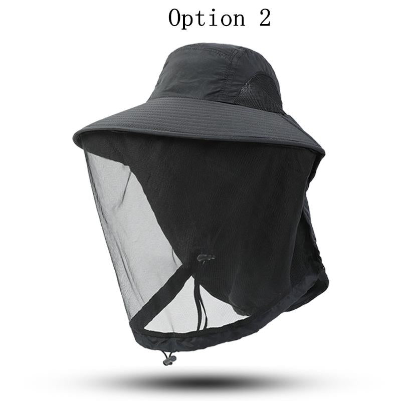 2 pcs Outdoor sun protection breathable mesh mask hat