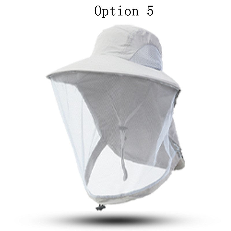 2 pcs Outdoor sun protection breathable mesh mask hat