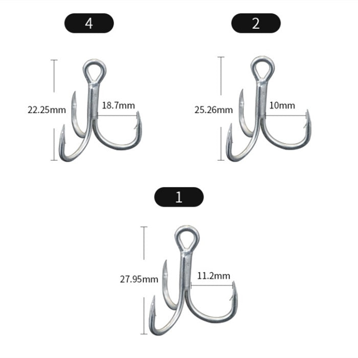 50pcs 3X strength tinned high carbon steel treble hook