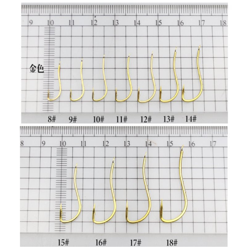 100pcs Double Back Barbed Bulk Barbed Long Handled golden Fish Hook