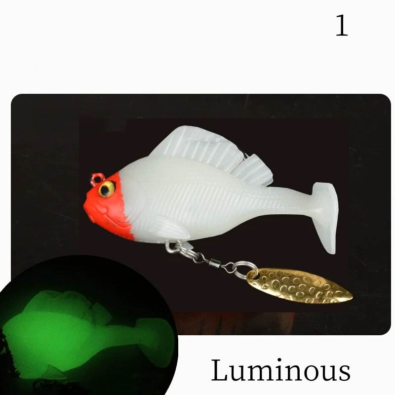 2pc 10g  14g  T Tail Anti-Hanging Bottom Jumping fish Soft Lure with spinner