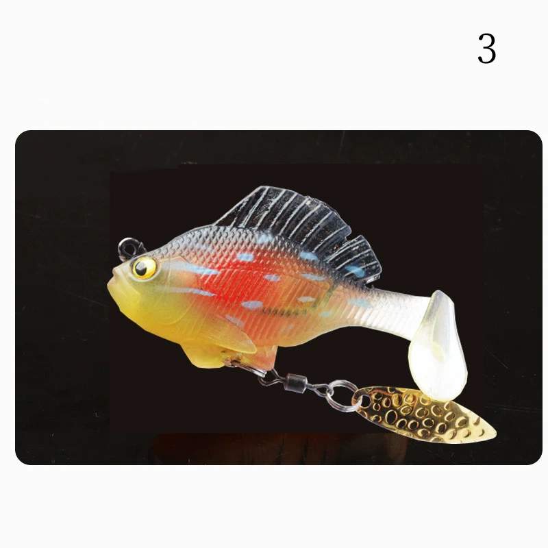 2pc 10g  14g  T Tail Anti-Hanging Bottom Jumping fish Soft Lure with spinner