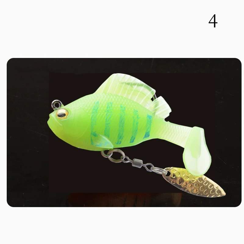 2pc 10g  14g  T Tail Anti-Hanging Bottom Jumping fish Soft Lure with spinner