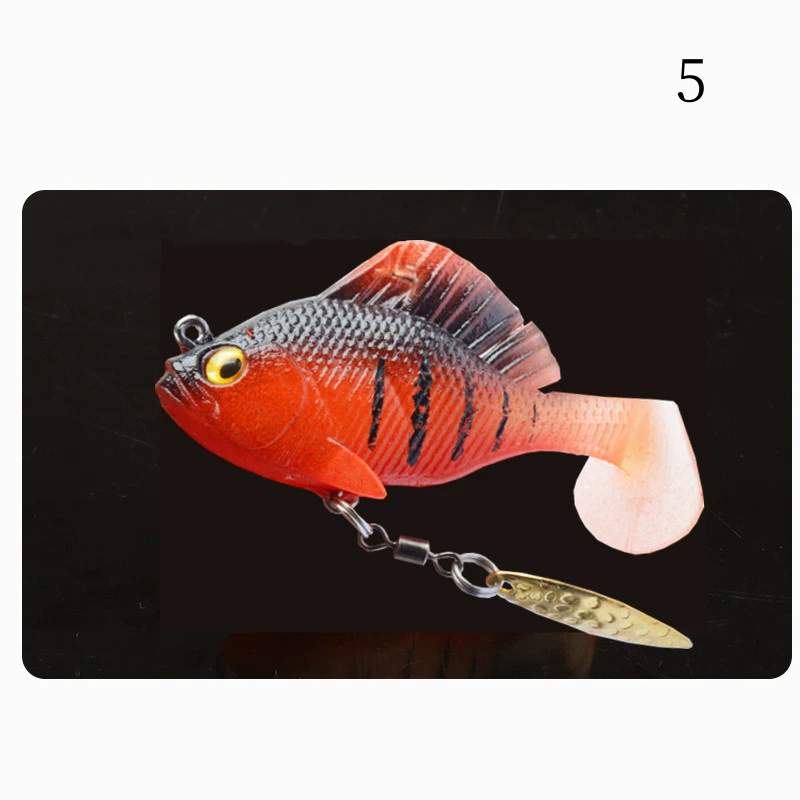 2pc 10g  14g  T Tail Anti-Hanging Bottom Jumping fish Soft Lure with spinner