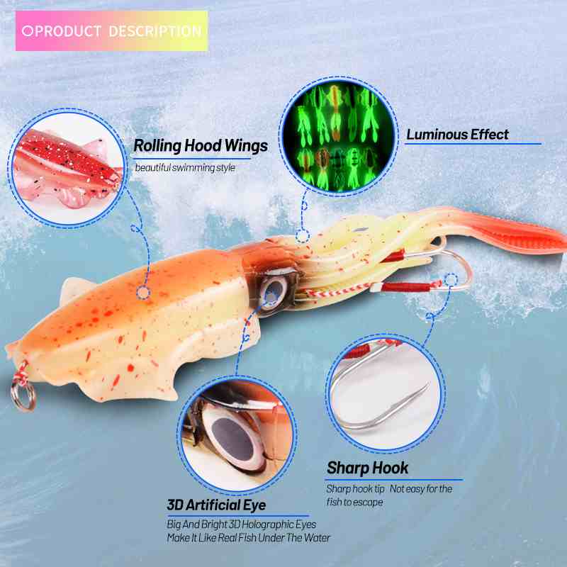 2 pc 60g 120g 150g deep sea large squid shaped lures