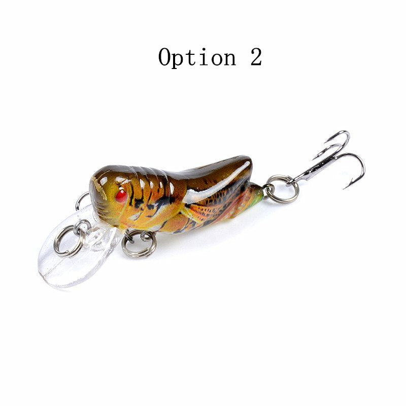 2 pcs 4.5cm 3.4g Grasshopper Bionic Bait Painted Plastic Hard Bait