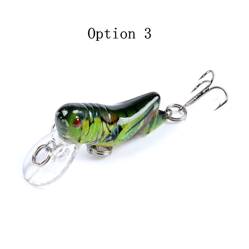 2 pcs 4.5cm 3.4g Grasshopper Bionic Bait Painted Plastic Hard Bait