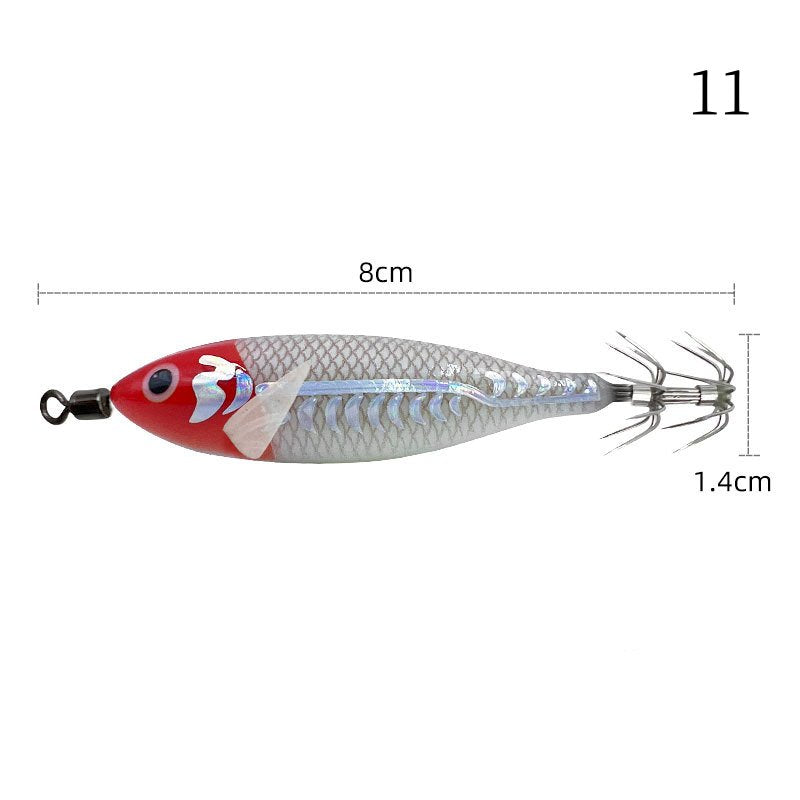 2 pc 8cm 5.7g Luminous simulated round-bellied shrimp with squid hook