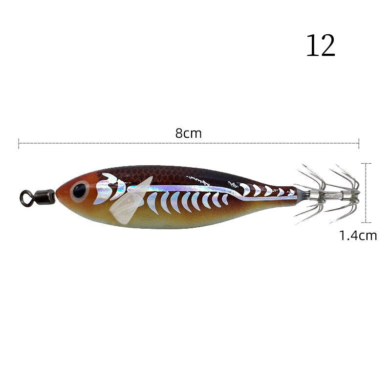 2 pc 8cm 5.7g Luminous simulated round-bellied shrimp with squid hook