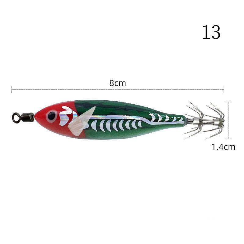 2 pc 8cm 5.7g Luminous simulated round-bellied shrimp with squid hook