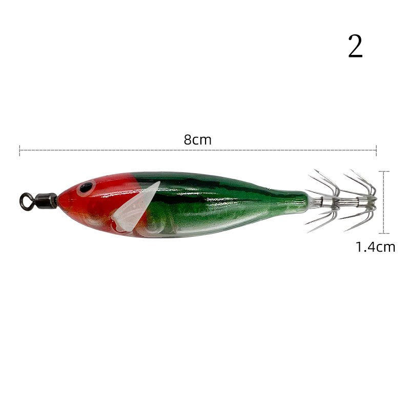 2 pc 8cm 5.7g Luminous simulated round-bellied shrimp with squid hook