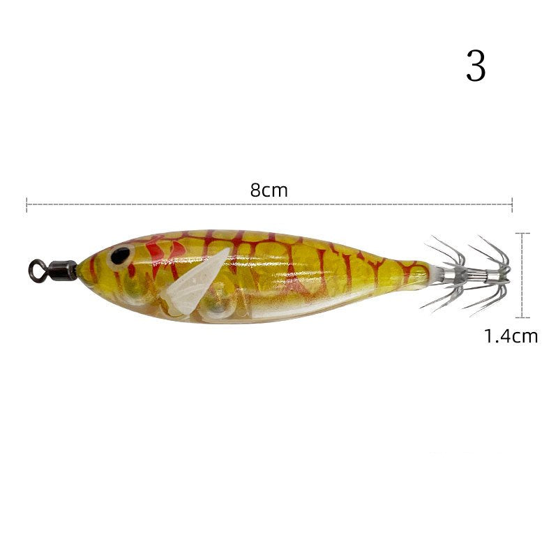 2 pc 8cm 5.7g Luminous simulated round-bellied shrimp with squid hook