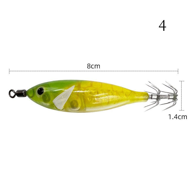 2 pc 8cm 5.7g Luminous simulated round-bellied shrimp with squid hook