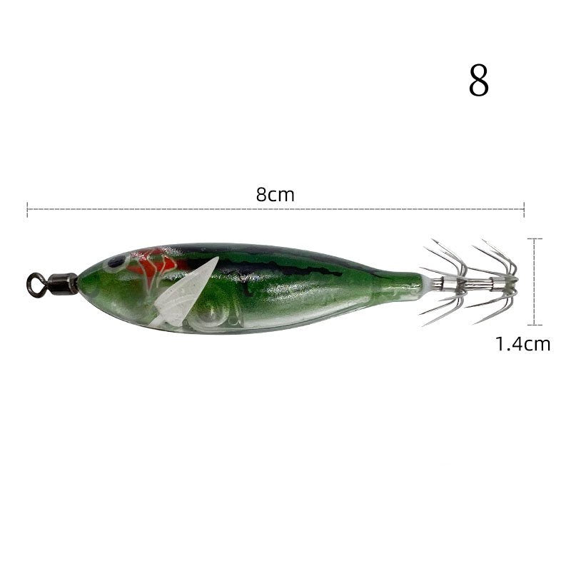2 pc 8cm 5.7g Luminous simulated round-bellied shrimp with squid hook
