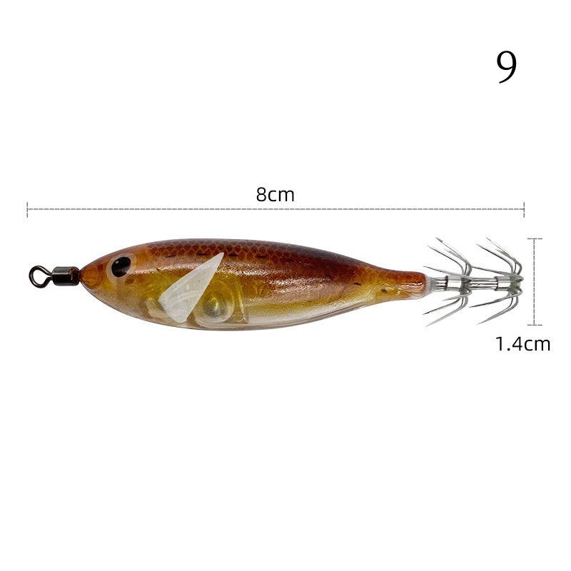 2 pc 8cm 5.7g Luminous simulated round-bellied shrimp with squid hook