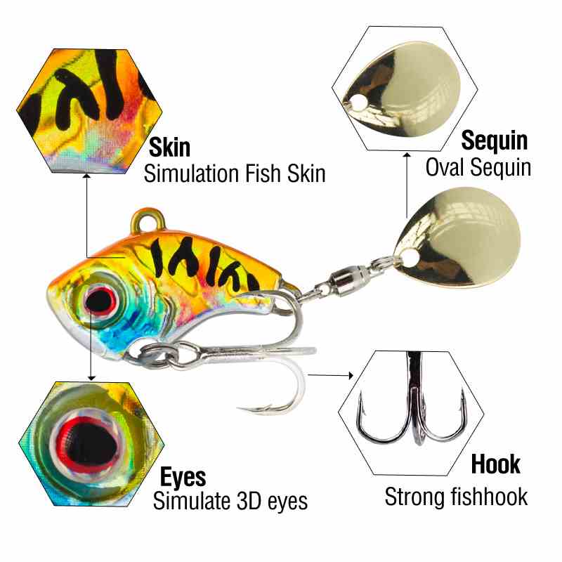 2pc 5/7/10/14/20g metal vibrating blade sinking fishing lure with spinner