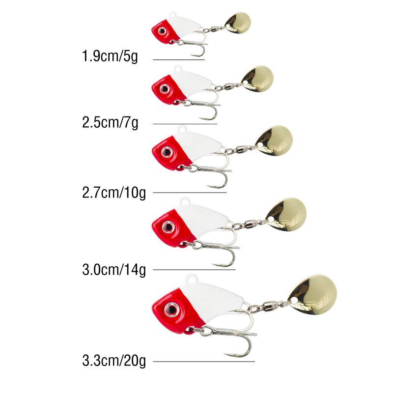 2pc 5/7/10/14/20g metal vibrating blade sinking fishing lure with spinner