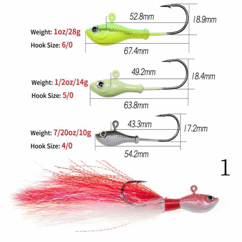 2 pc 10/14/28/42g Imitation deer hair lead hook lure