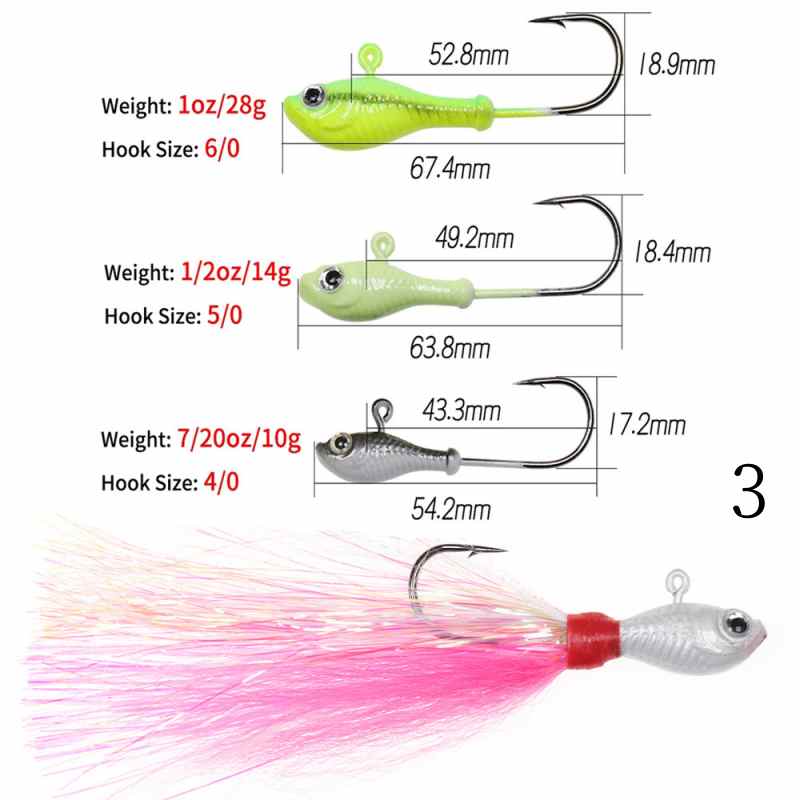 2 pc 10/14/28/42g Imitation deer hair lead hook lure