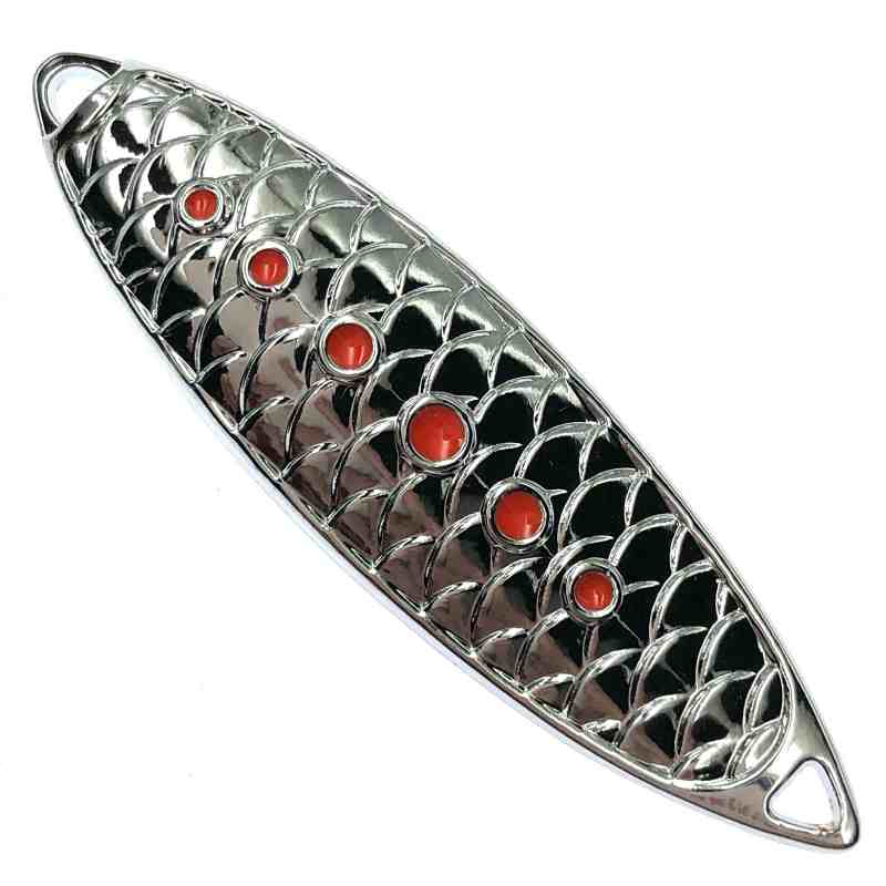 2 pc Fish scale shaped sequined bait with red dots